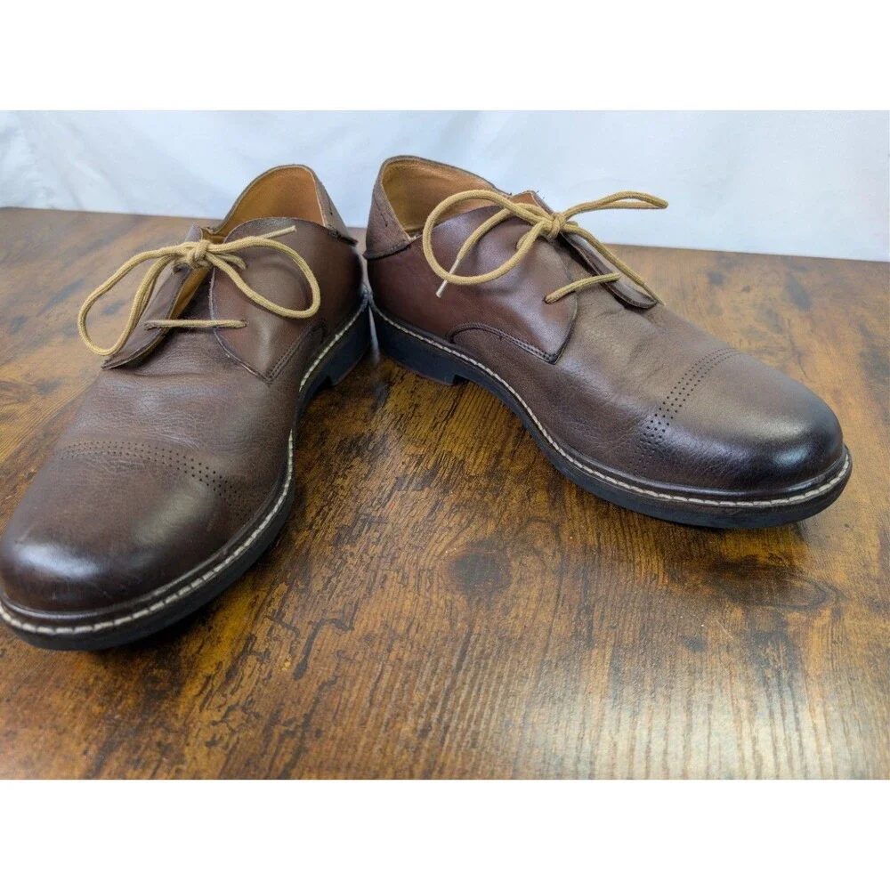 Olukai Walino Shoe Men's 9M Brown Leather Lace Up Casual Oxford Loafer